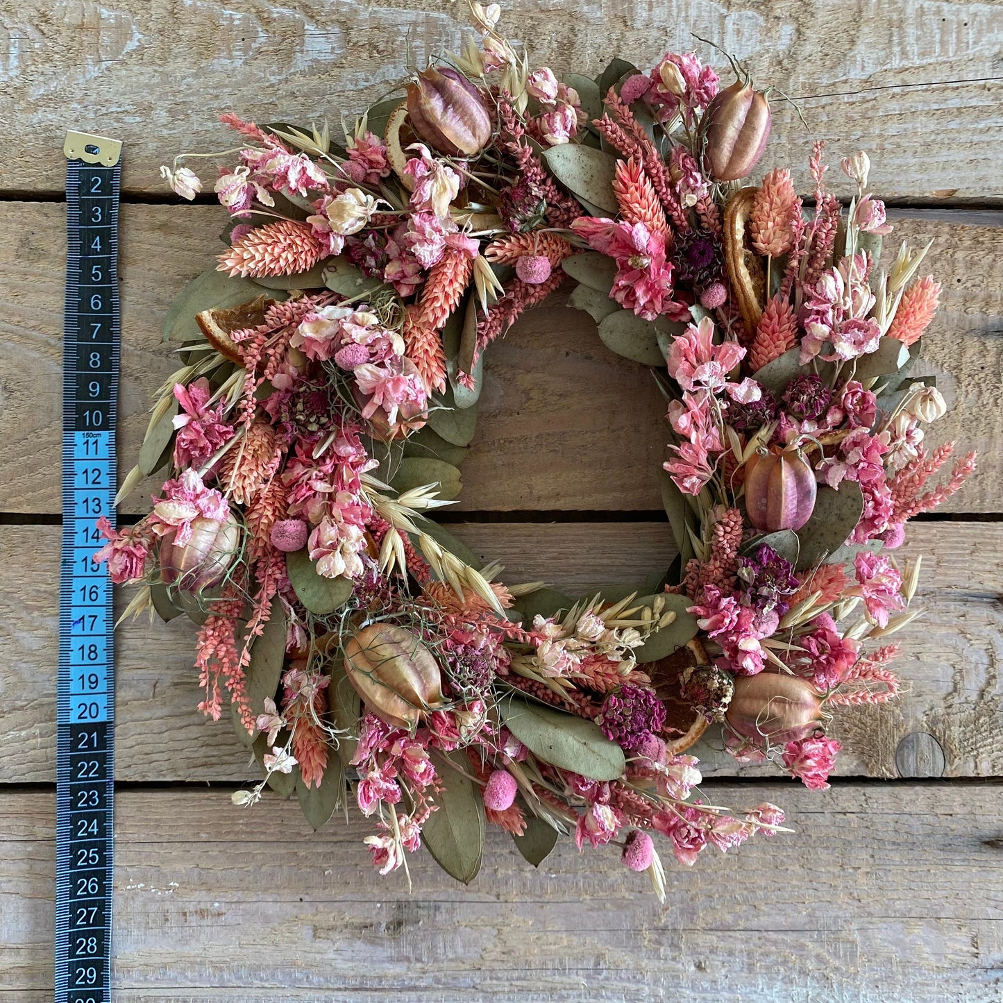 Everlasting flower | Dried flower | Farmhouse style | | Farmhouse wreath | Autumnal wreath | 22cm