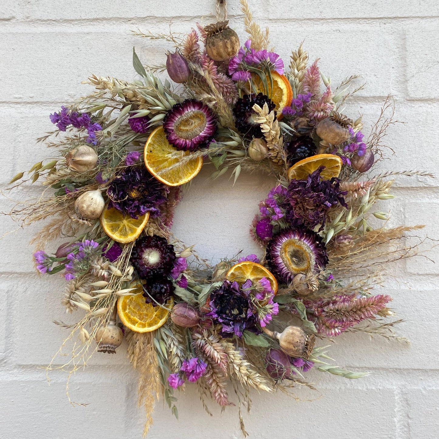 Everlasting flower | Dried flowers | Farmhouse style | Farmhouse home | Country living | Front door decor | Farmhouse wreath | 25x25cm