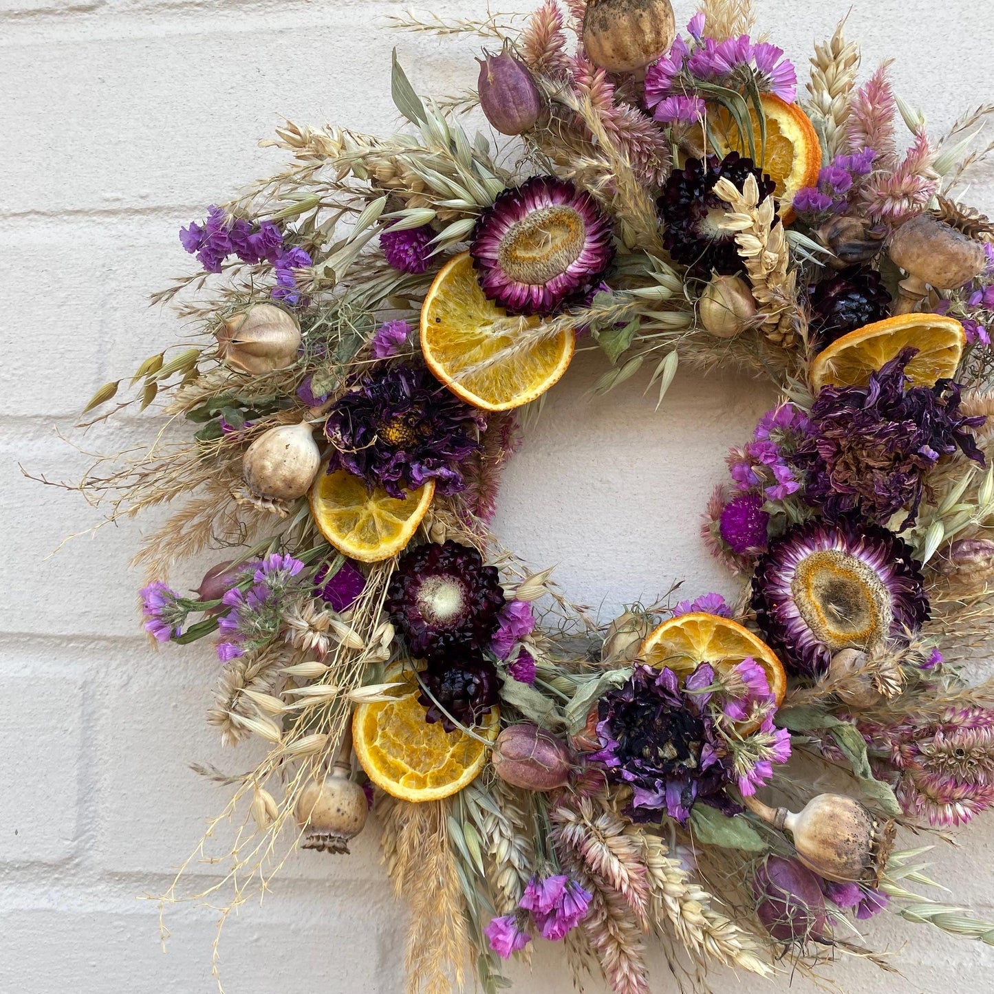 Everlasting flower | Dried flowers | Farmhouse style | Farmhouse home | Country living | Front door decor | Farmhouse wreath | 25x25cm