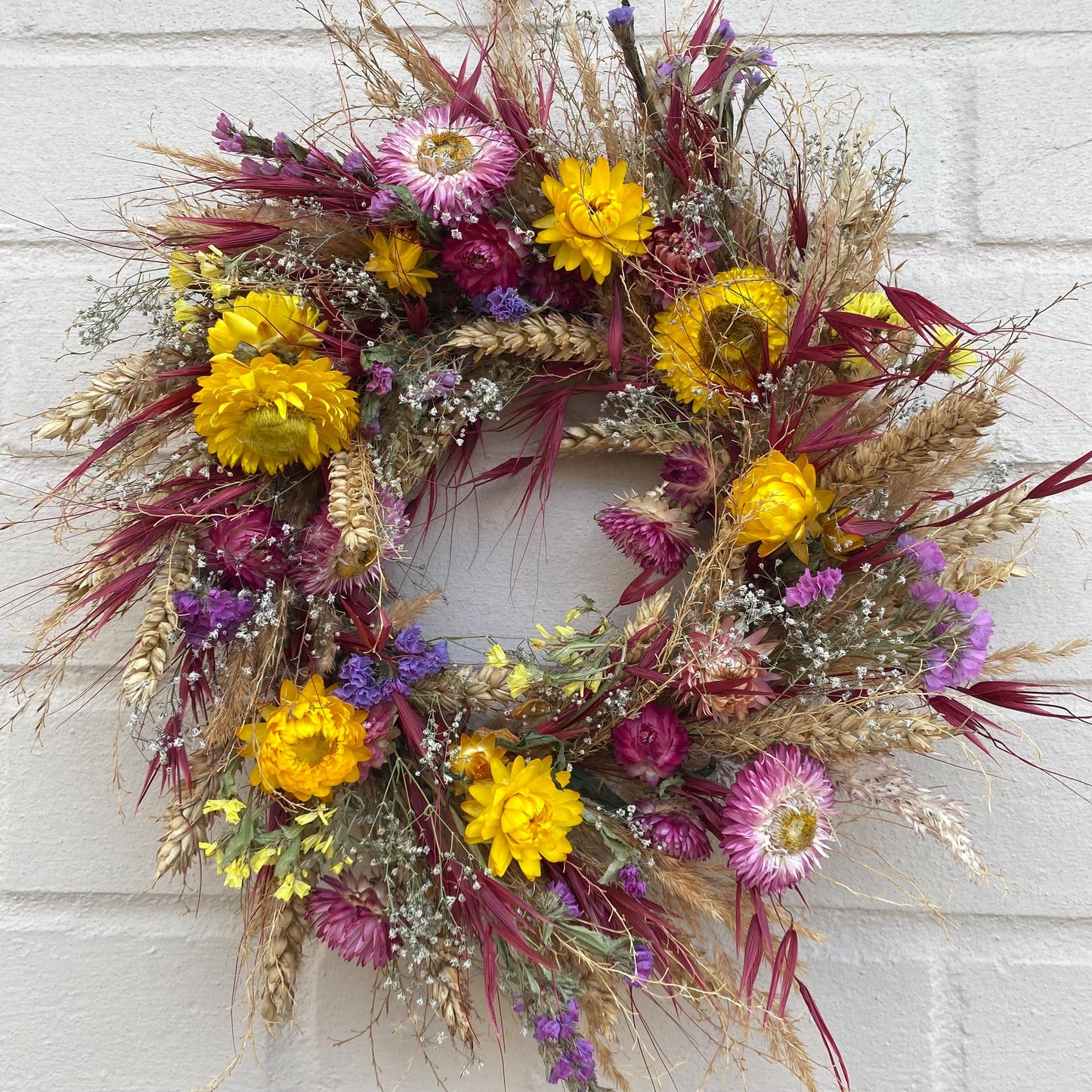 Everlasting flower | Autumn inspired decor | Autumn dried flowers | Small Dried Flower Wreath | Everlastings | Autumnal Home Decor | 25cm