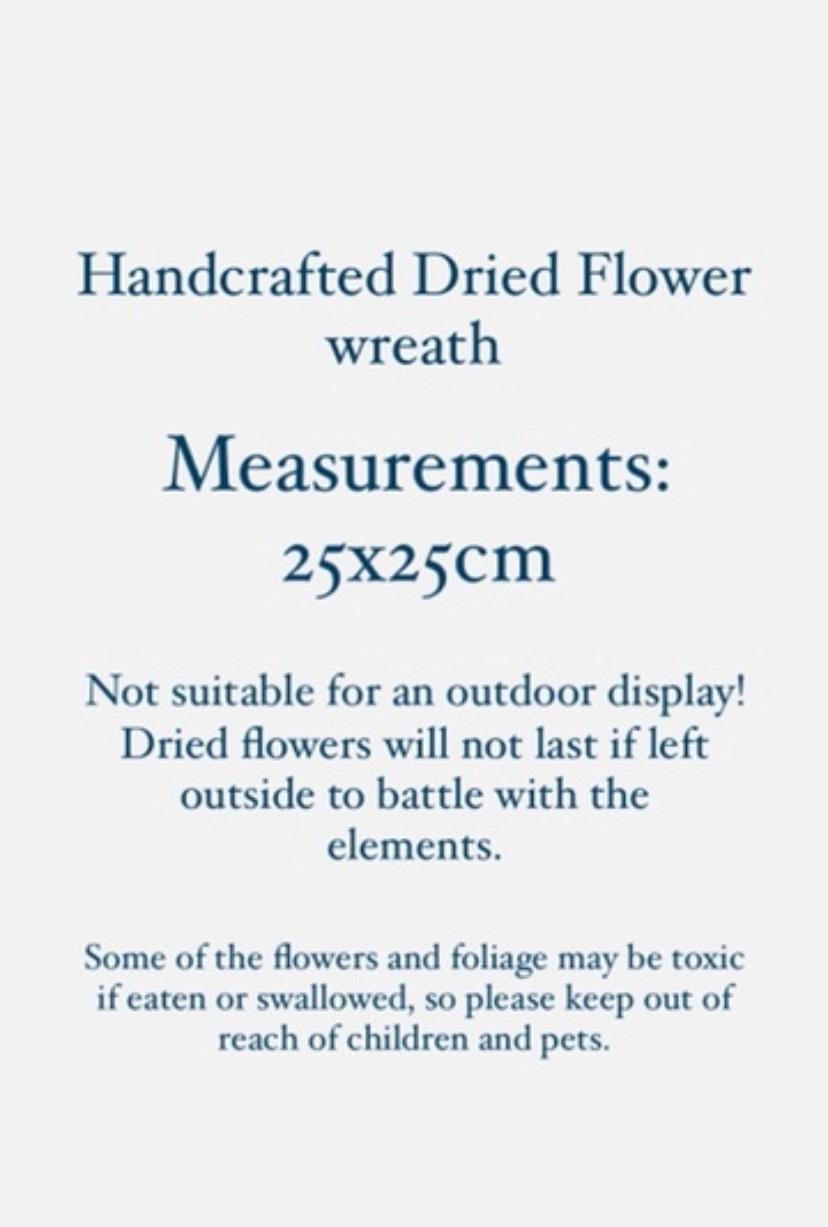 Dried flower wreath | Autumnal Home decor | 25cm