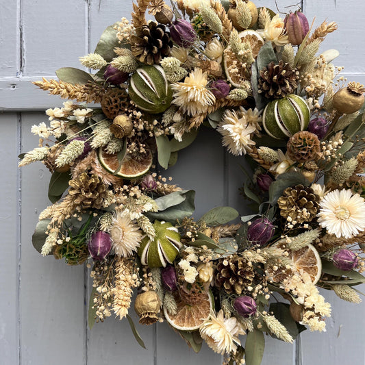 Dried flower wreath making kit | Christmas wreath making | Winter wreath | Make your own | Craft kits | 25cm wreath