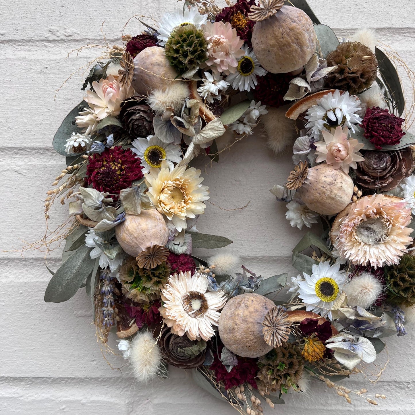 Everlasting flower | Dried flower | Farmhouse style | Country living | Front door | Farmhouse wreath | Spring wreath | 22cm