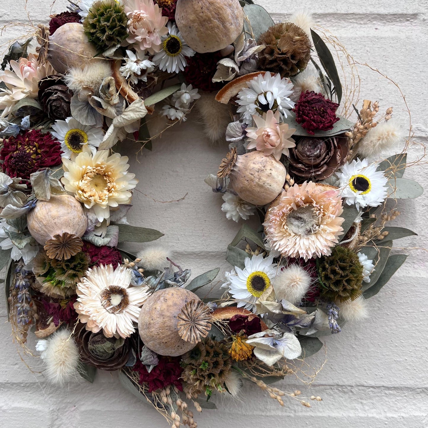 Everlasting flower | Dried flower | Farmhouse style | Country living | Front door | Farmhouse wreath | Spring wreath | 22cm