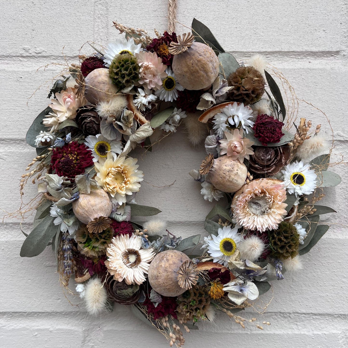 Everlasting flower | Dried flower | Farmhouse style | Country living | Front door | Farmhouse wreath | Spring wreath | 22cm