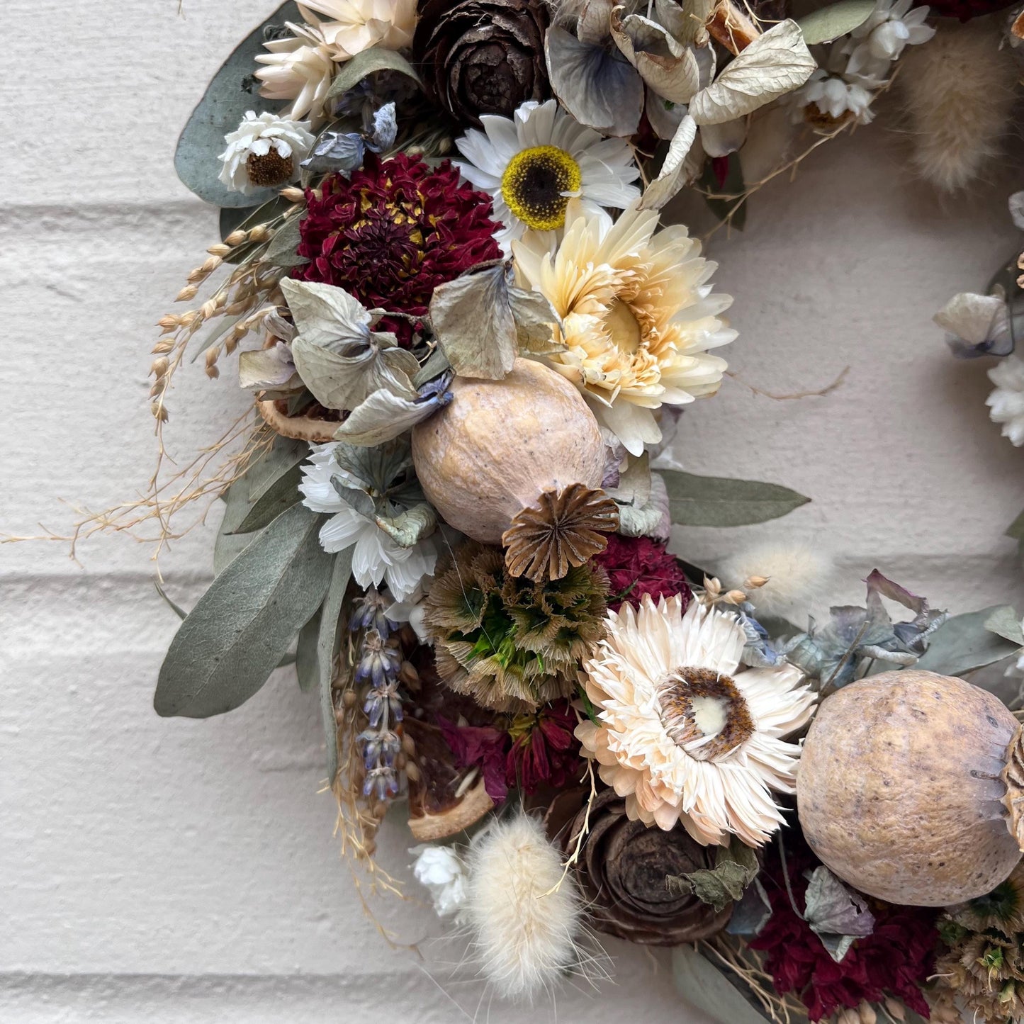 Everlasting flower | Dried flower | Farmhouse style | Country living | Front door | Farmhouse wreath | Spring wreath | 22cm