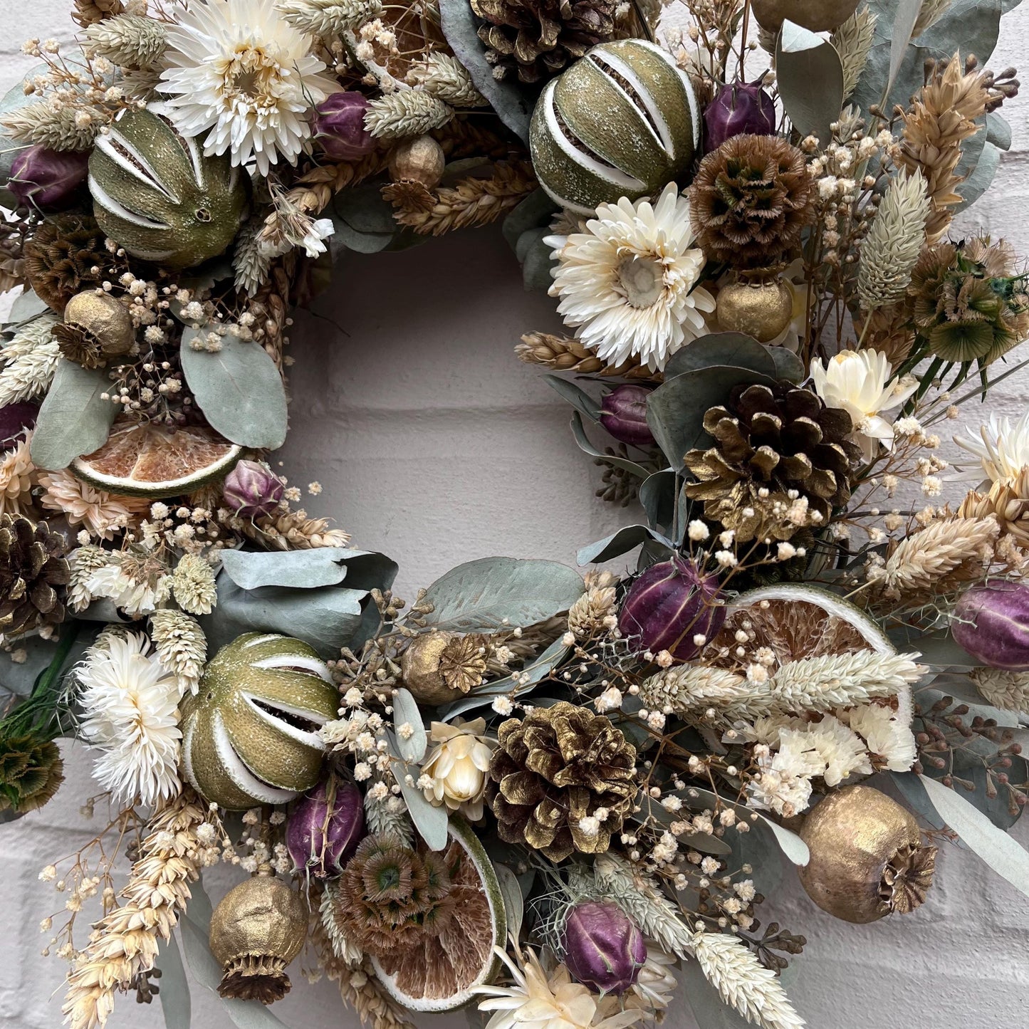 Dried flower wreath | Everlasting flower | Farmhouse style | Farmhouse home | Country living | Farmhouse wreath | Flower wreath | 30cm