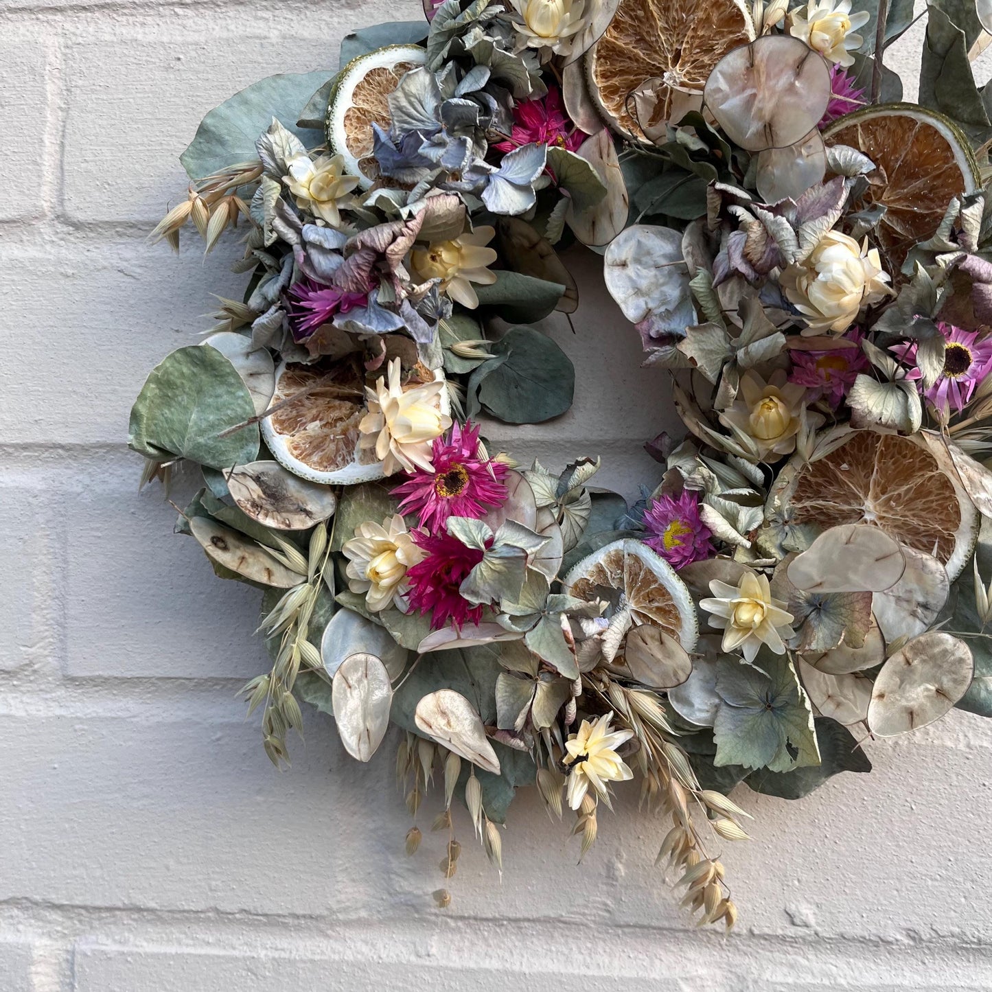 Dried flower wreath | Spring wreath | Pink home decor | Natural door wreath | Small wall decor | 25x25cm