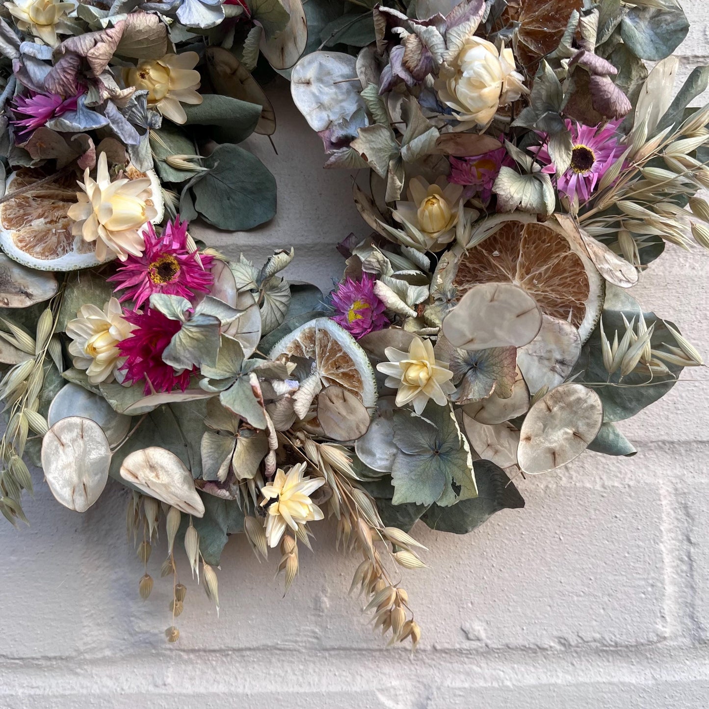 Dried flower wreath | Spring wreath | Pink home decor | Natural door wreath | Small wall decor | 25x25cm