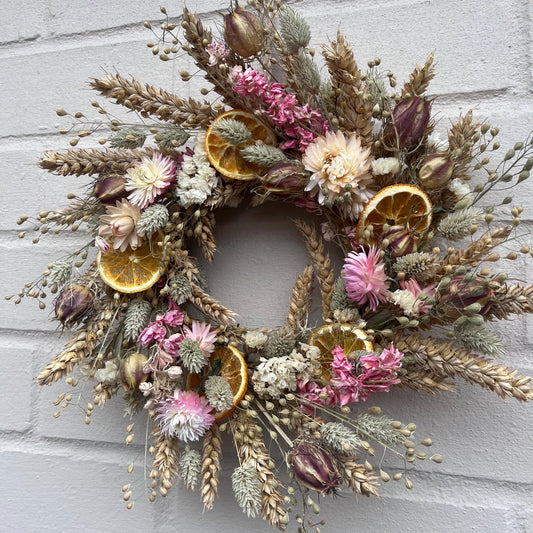 Everlasting flower | Dried flowers | Farmhouse style | Farmhouse home | Country living | Front door decor | Farmhouse wreath | 25x25cm