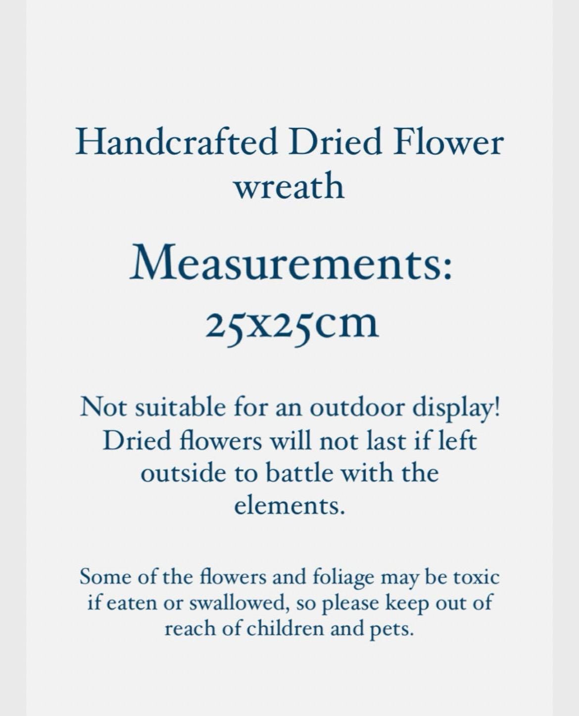 Dried Flower Wreath | Velvet Ribbon, Winter Home Decor (25cm)