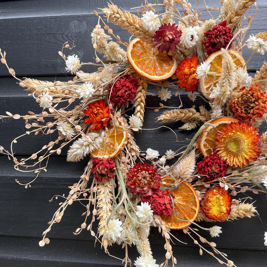 Summer flower wreath | Dried flowers | Farmhouse home | Country living | Front door decor | Farmhouse wreath | 25cm