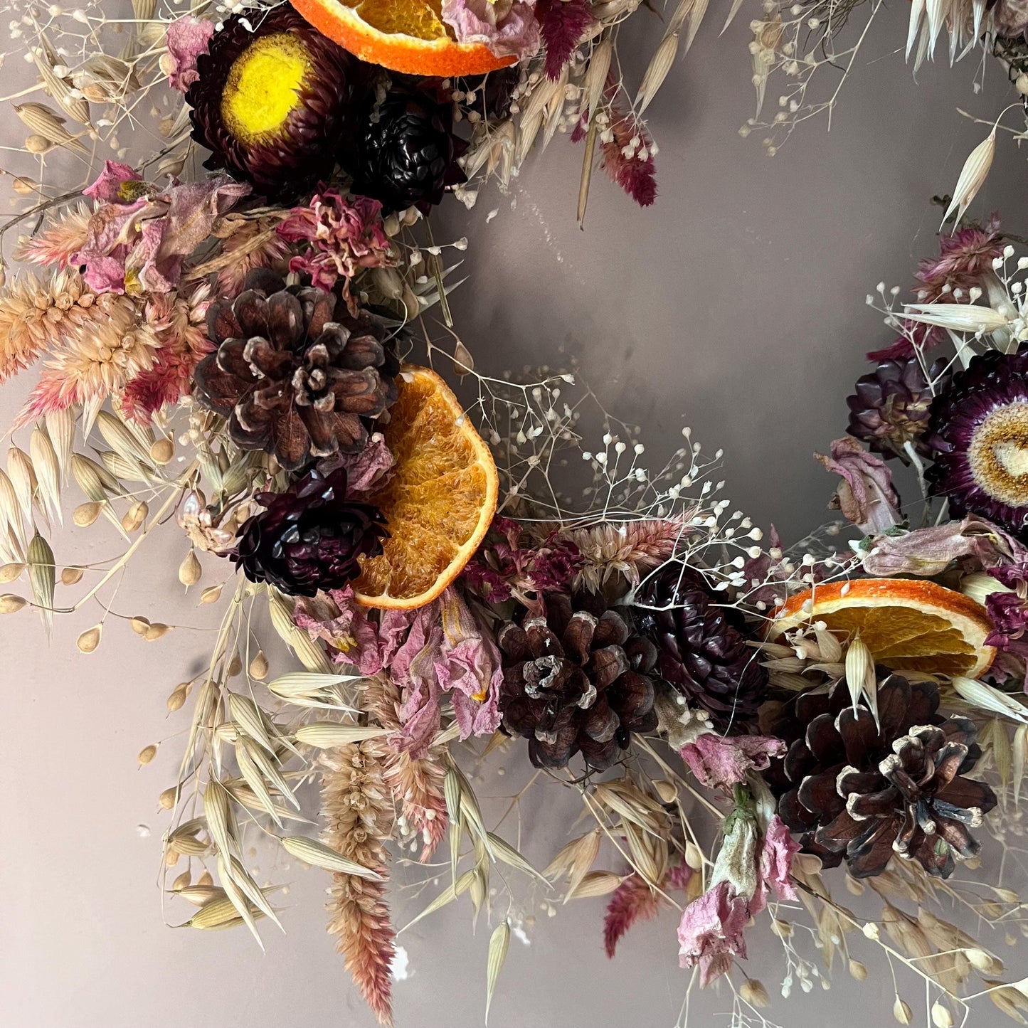 Everlasting flower | Dried flower | Farmhouse style | Country living | Front door | Farmhouse wreath | Summer wreath | 22cm