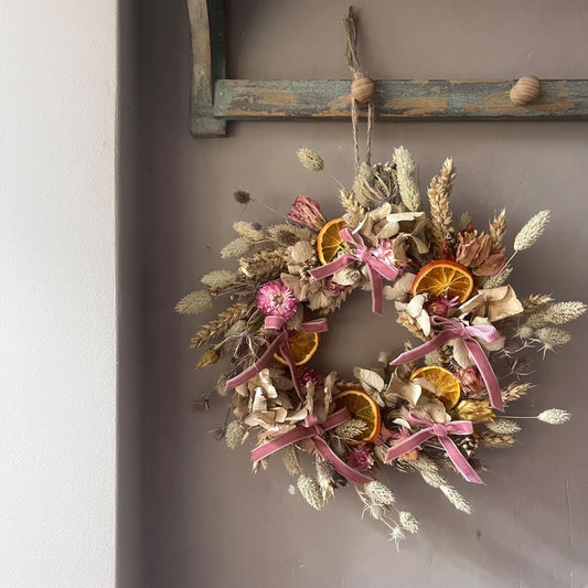 Summer flower wreath | Dried flowers | Farmhouse home | Country living | Front door decor | Farmhouse wreath | 25cm