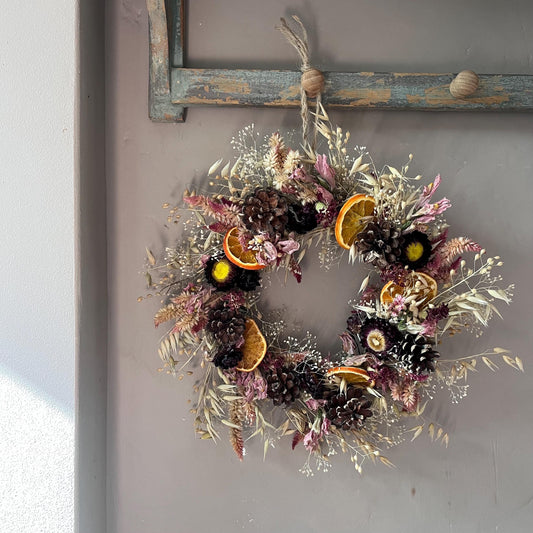 Everlasting flower | Dried flower | Farmhouse style | Country living | Front door | Farmhouse wreath | Summer wreath | 22cm