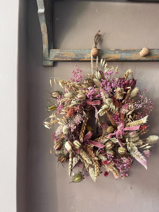Autumn flower wreath | Dried flowers | Farmhouse home | Country living | Front door decor | Farmhouse wreath | 25cm