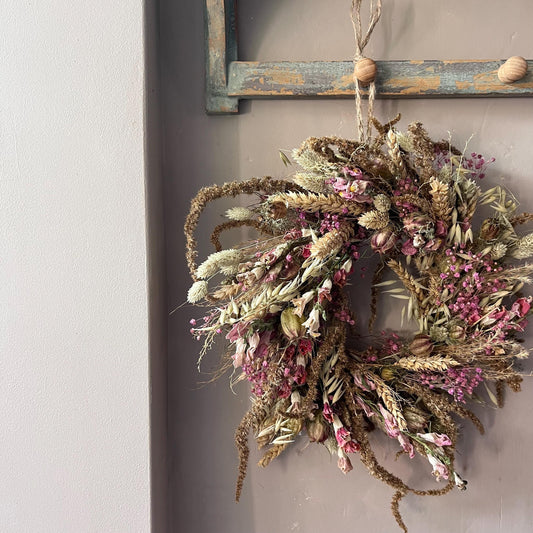 Autumn flower wreath | Dried flowers | Farmhouse home | Country living | Seasonal Front door decor | Autumnal Farmhouse wreath | 25cm