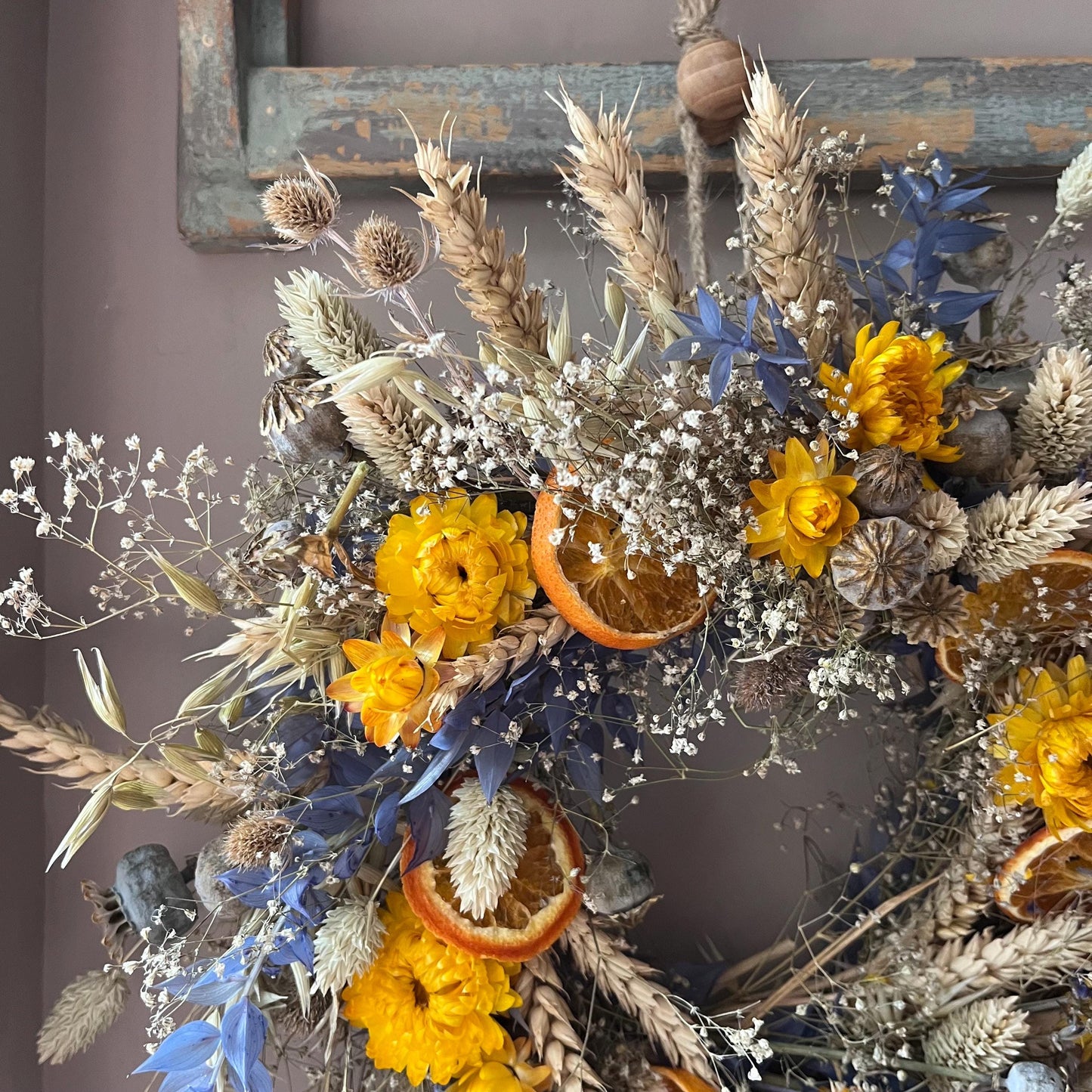 Dried flower wreath | Everlasting flower | Farmhouse style | Farmhouse home | Country living | Wreath | Farmhouse wreath | 22cm