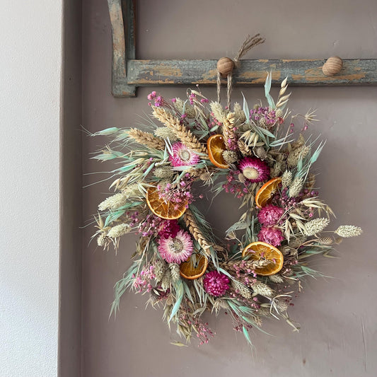 Everlasting dried flowers| Summer inspired decor | Winter dried flowers | Summer farmhouse decor | Small Dried Flower Wreath | 25x25cm