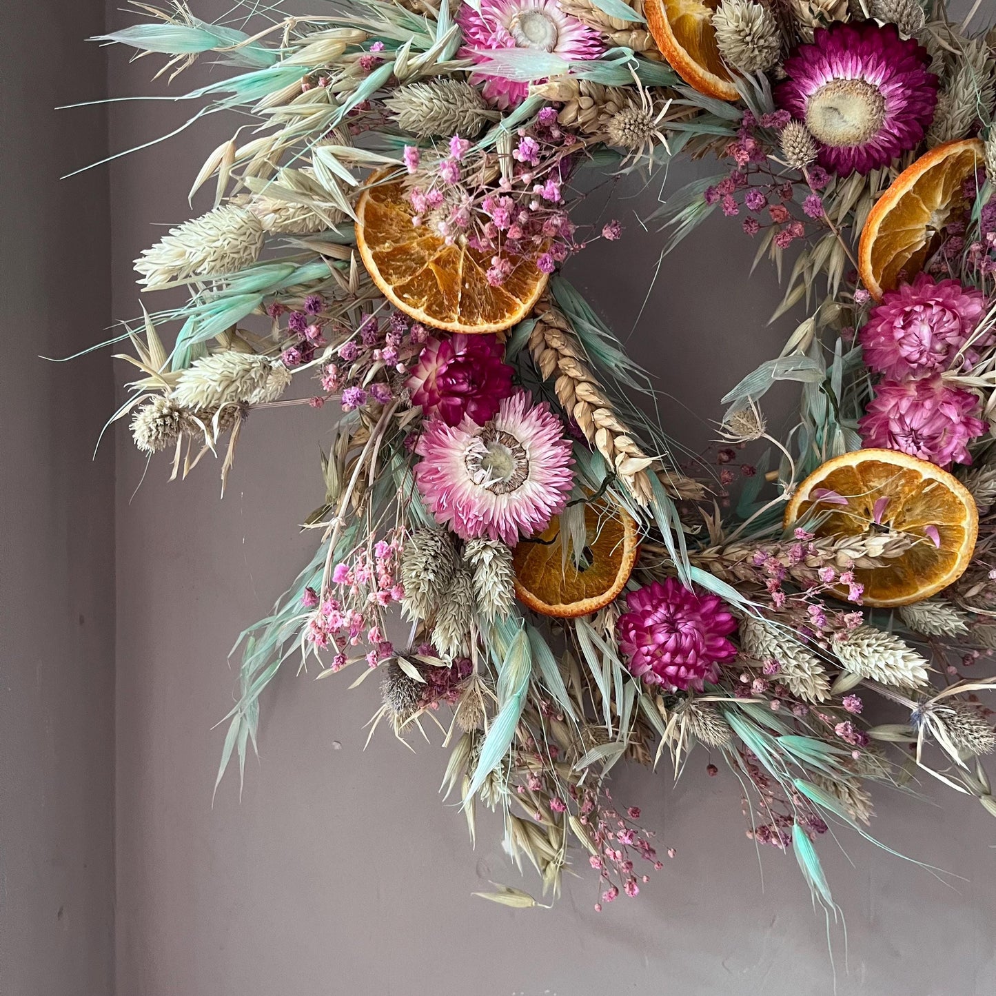 Everlasting dried flowers| Summer inspired decor | Winter dried flowers | Summer farmhouse decor | Small Dried Flower Wreath | 25x25cm