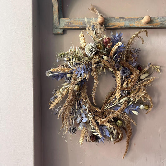 Autumn flower wreath | Dried flowers | Farmhouse home | Country living | Front door decor | Farmhouse wreath | 25cm