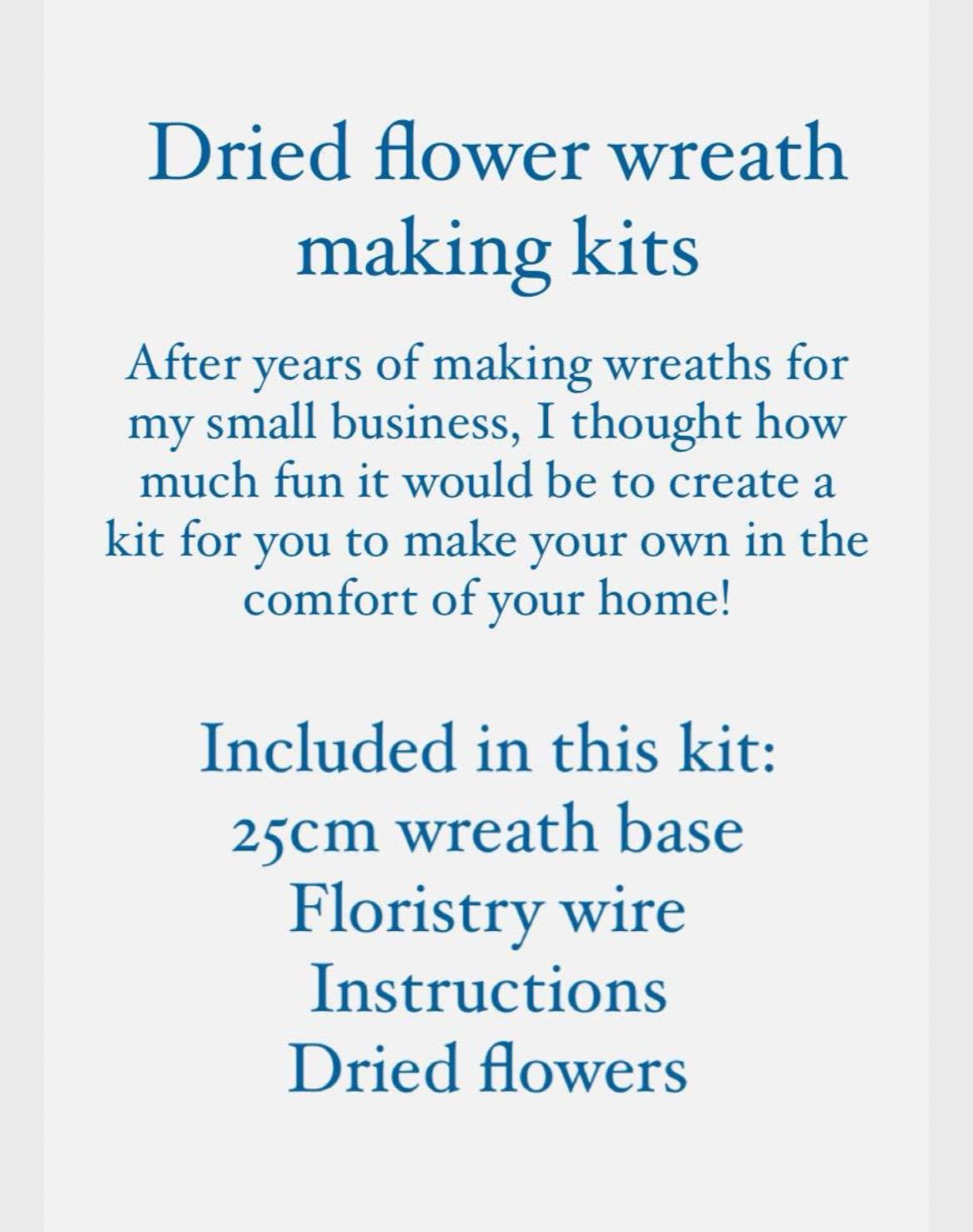 Dried flower wreath making kit | Wreath making kit | 25cm wreath | Craft kit | DIY kit | Flower craft kit
