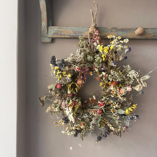 Dried flower wreath | Everlasting flower | Farmhouse style | Farmhouse Autumn decor | Autumnal wreath | Farmhouse wreath | 22cm