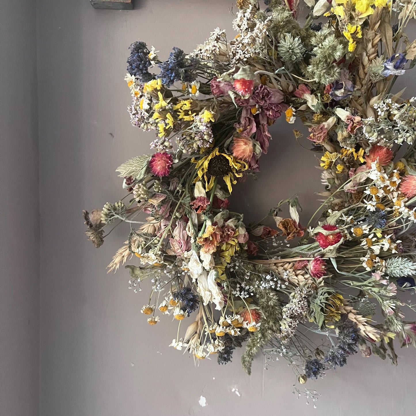 Dried flower wreath | Everlasting flower | Farmhouse style | Farmhouse Autumn decor | Autumnal wreath | Farmhouse wreath | 22cm