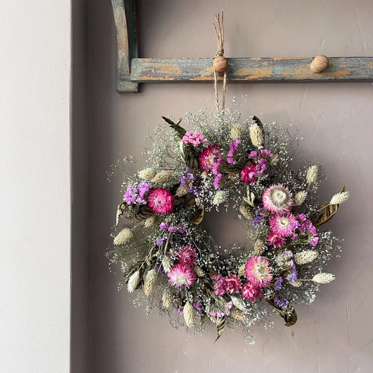 Everlasting dried flowers| Summer inspired decor | Winter dried flowers | Summer farmhouse decor | Small Dried Flower Wreath | 25x25cm
