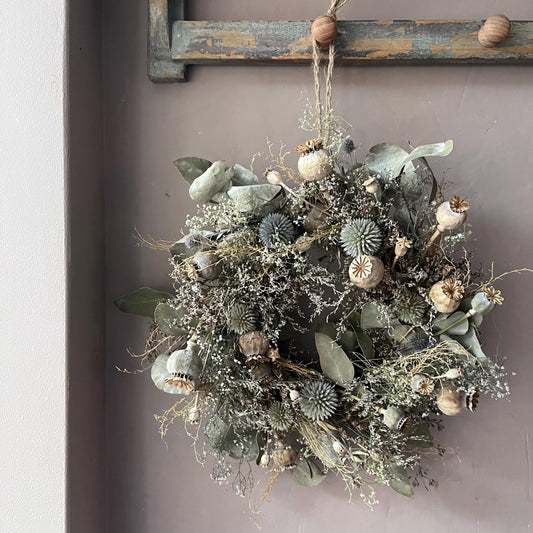 Everlasting flower | Dried flowers | Farmhouse style | Farmhouse home | Country living | Front door decor | Farmhouse wreath | 25x25cm