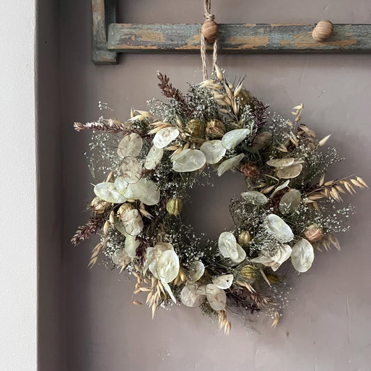 Dried flower wreath | Everlasting flower | Farmhouse style | Farmhouse home | Country living | Winter Wreath | Farmhouse wreath | 22cm