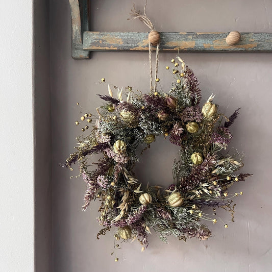 Autumn wreath | Small wreath | Autumnal flower wreath | Cottage core | Dried flowers | Farm house decor | Wall hangings | 25x25cm