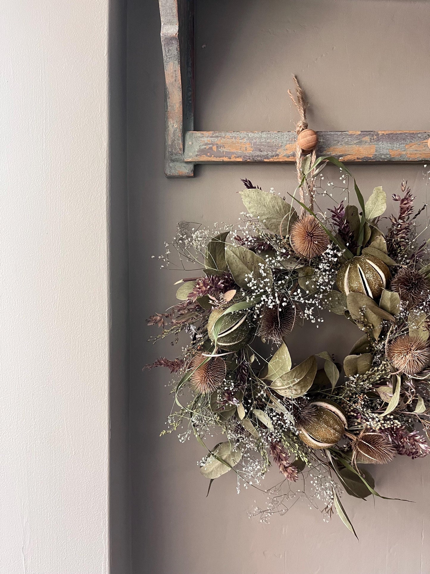 Dried flower wreath | Everlasting flower | Farmhouse style | Farmhouse home | Country living | Wreath | Farmhouse wreath | 22cm