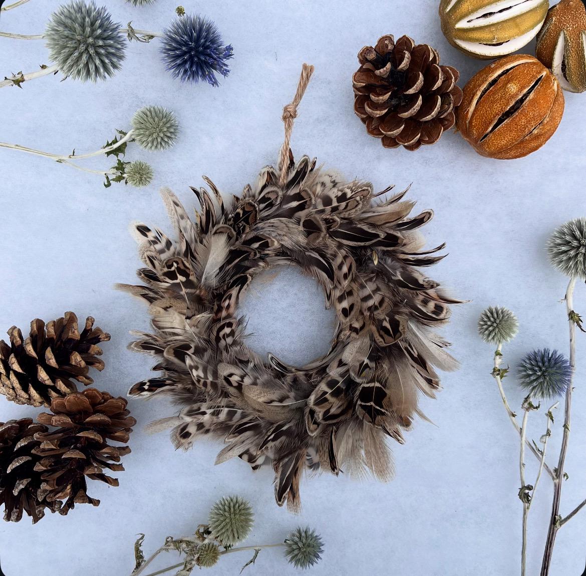 Handcrafted Feather Christmas Bauble | Farmhouse Tree Decoration