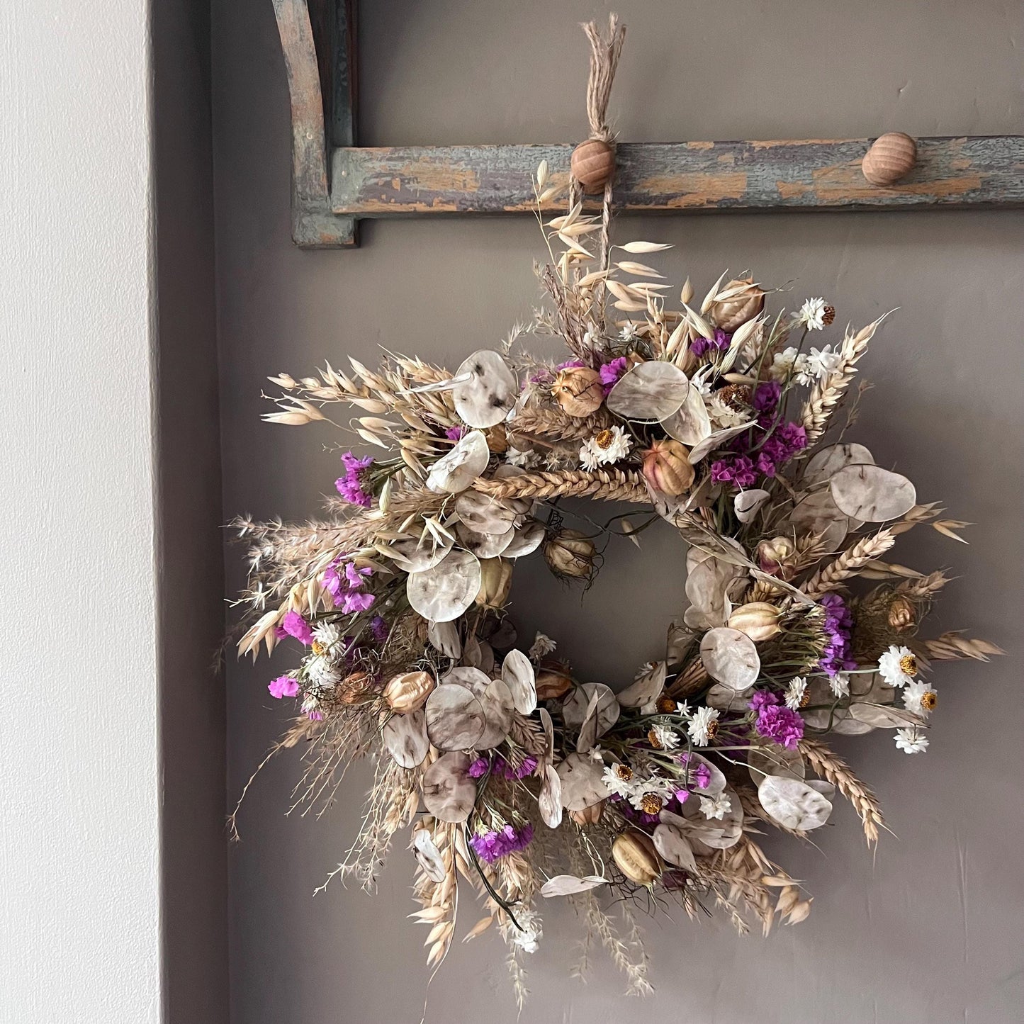 Dried flower wreath | Everlasting flower | Farmhouse style | Farmhouse home | Country living | Wreath | Farmhouse wreath | Wreath | 22cm