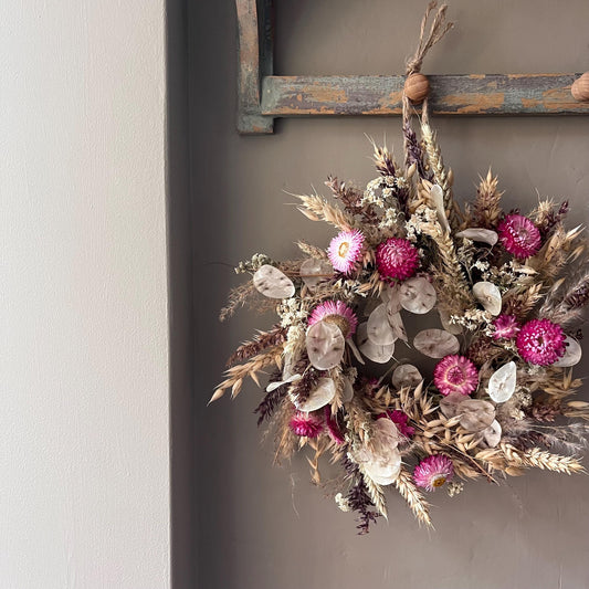 Dried flower wreath | Everlasting flower | Farmhouse style | Farmhouse home | Country living | Winter Wreath | Farmhouse wreath | 22cm