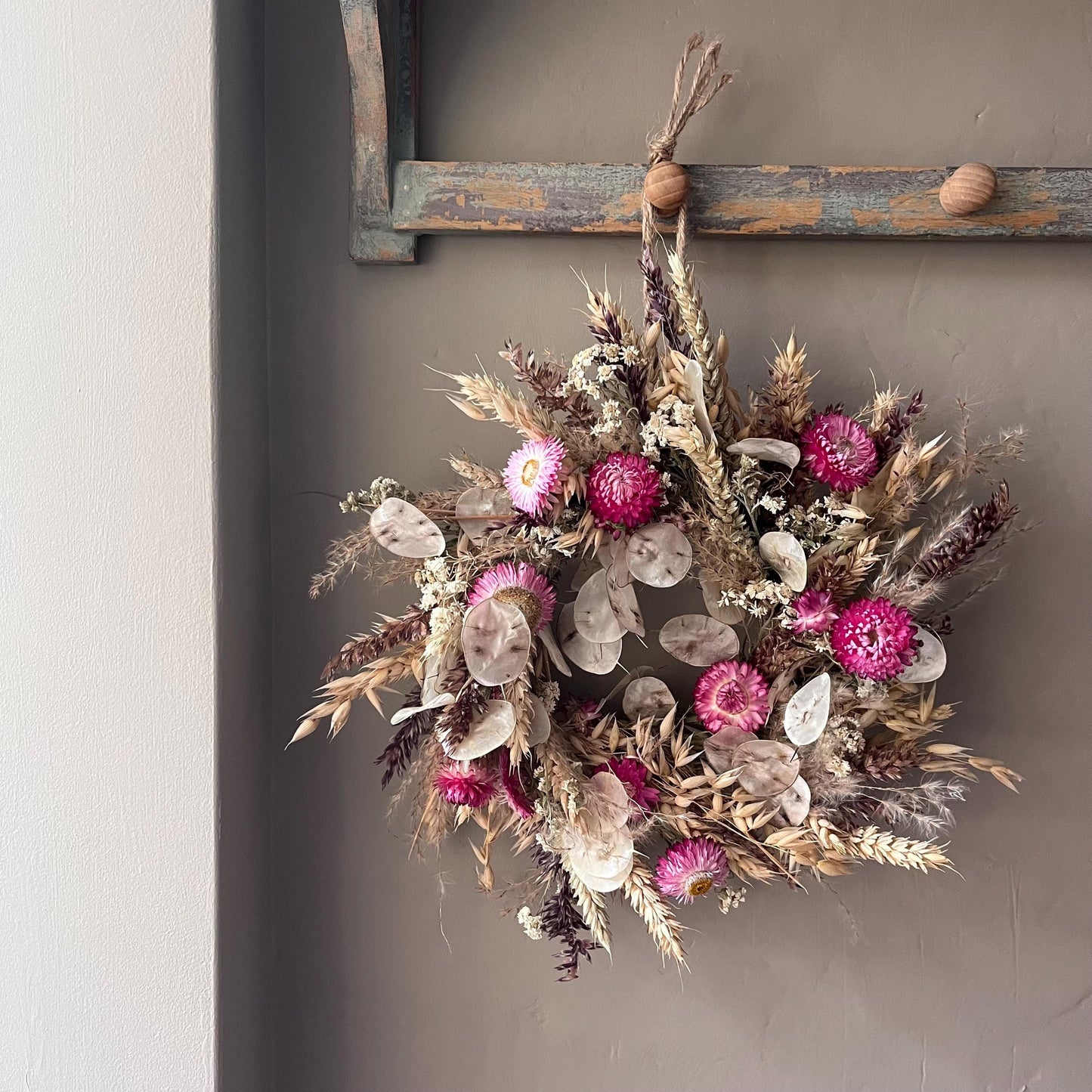 Dried flower wreath | Everlasting flower | Farmhouse style | Farmhouse home | Country living | Winter Wreath | Farmhouse wreath | 22cm