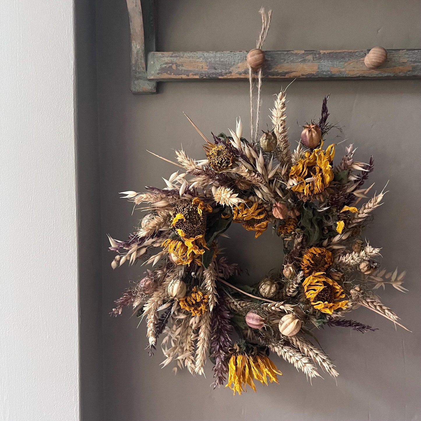 Dried flower wreath | Everlasting flower | Farmhouse style | Farmhouse home | Country living | Winter Wreath | Farmhouse wreath | 22cm