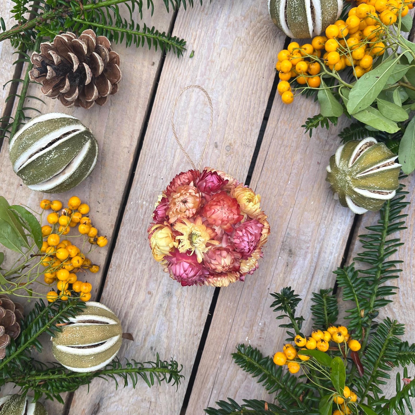 Christmas tree decorations- Dried flower bauble