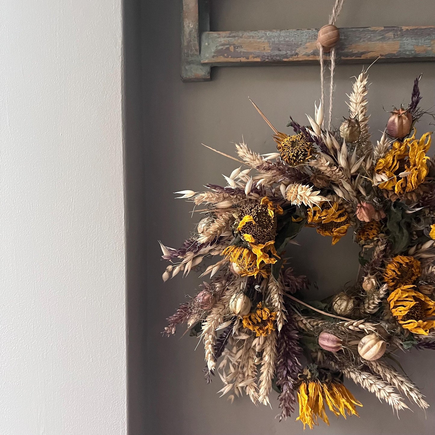 Dried flower wreath | Everlasting flower | Farmhouse style | Farmhouse home | Country living | Winter Wreath | Farmhouse wreath | 22cm