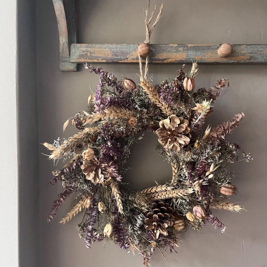 Autumn Dried Flower Wreath: Farmhouse Fall Decor, 25cm