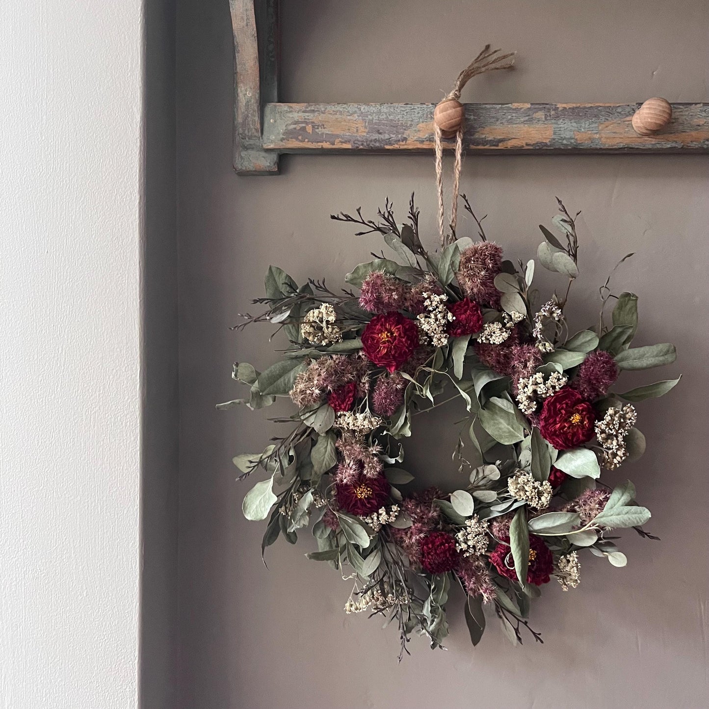 Autumn Dried Flower Wreath: Farmhouse Fall Decor, 25cm