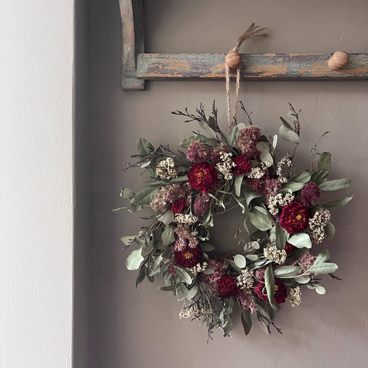 Autumn Dried Flower Wreath: Farmhouse Fall Decor, 25cm