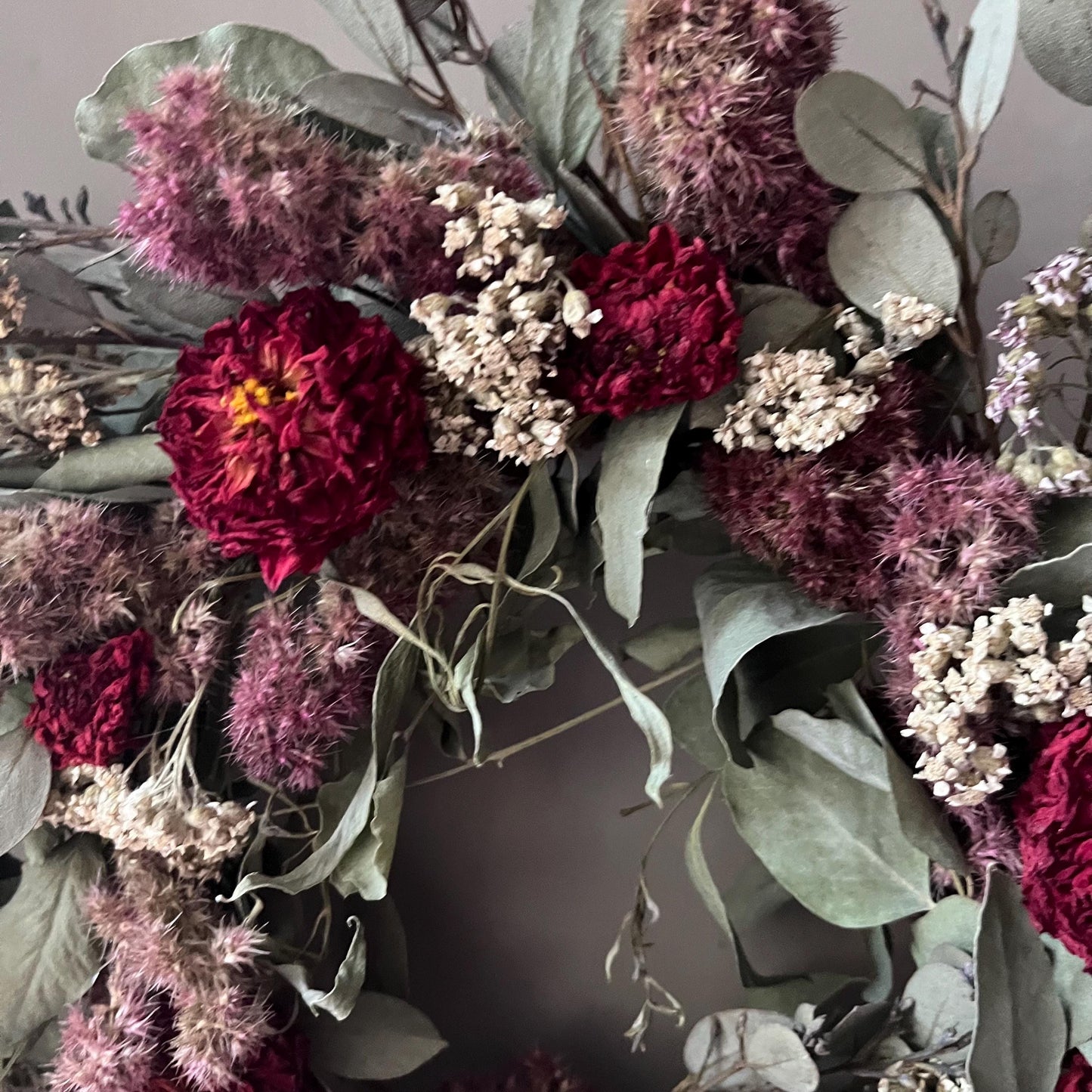 Autumn Dried Flower Wreath: Farmhouse Fall Decor, 25cm