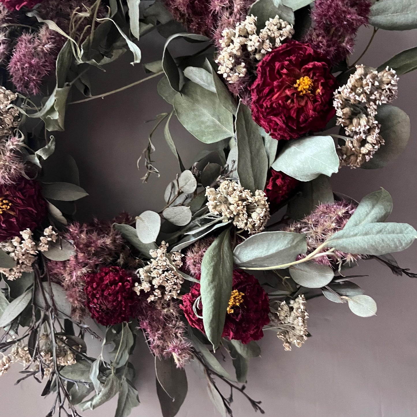 Autumn Dried Flower Wreath: Farmhouse Fall Decor, 25cm