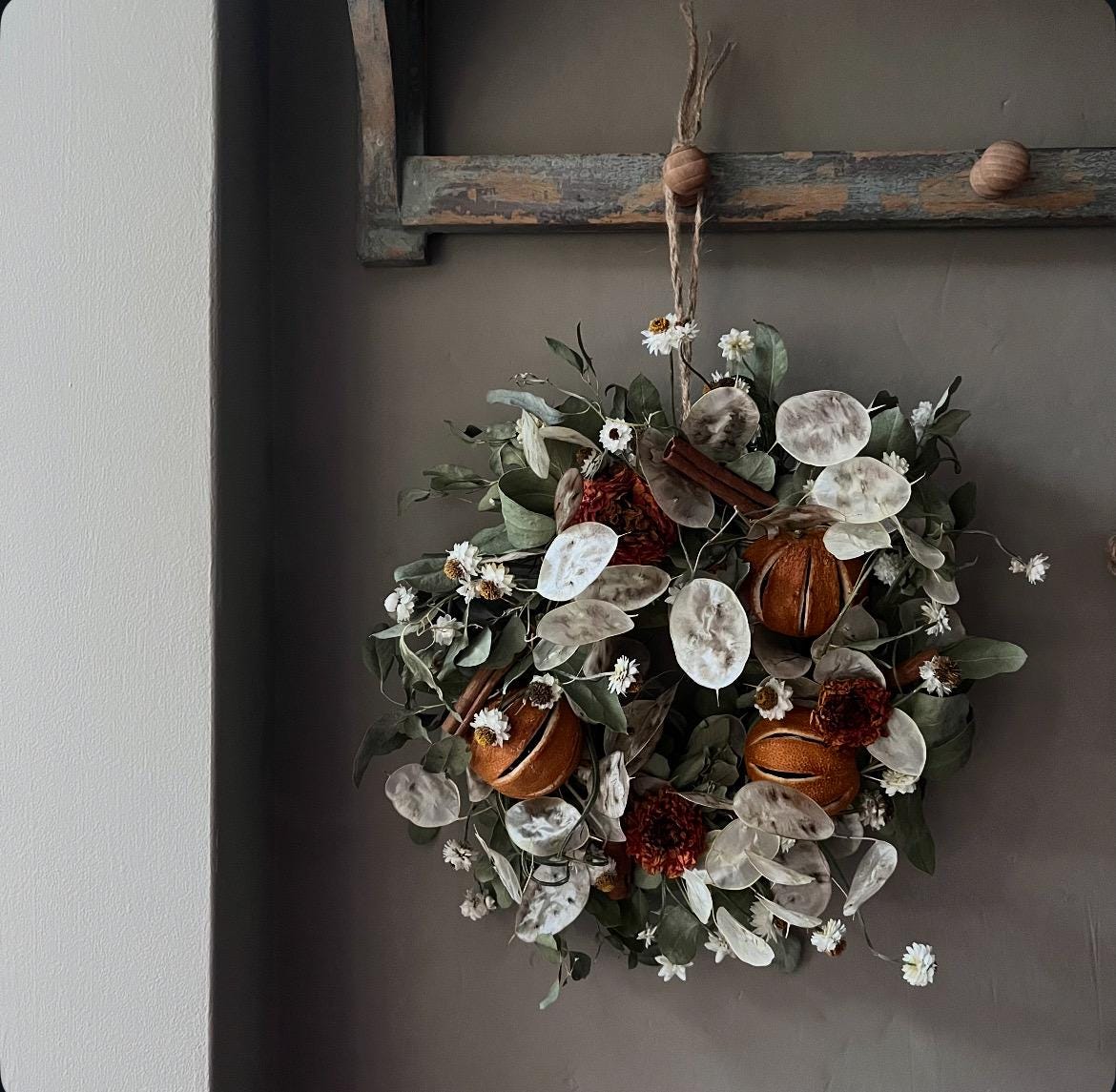 Dried flower wreath | Winter Farm house decor | 22cm