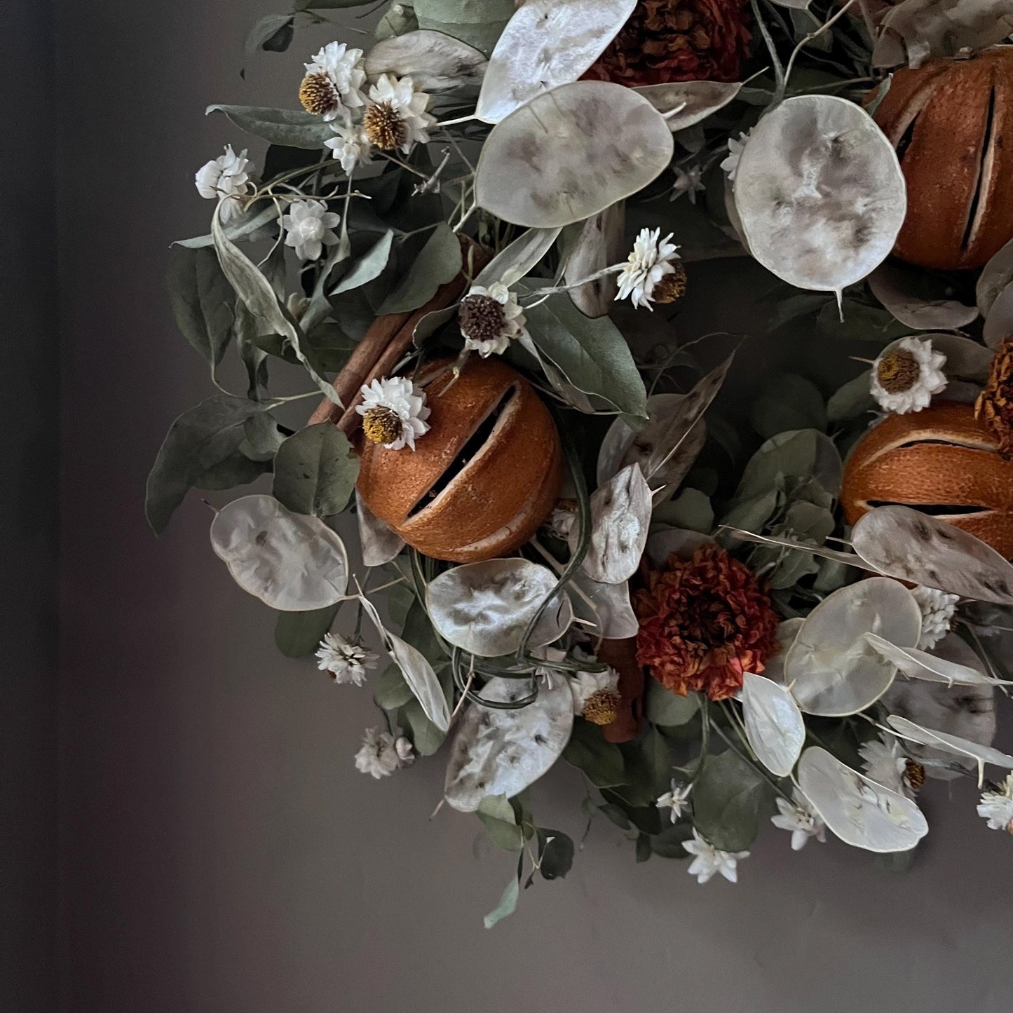 Dried flower wreath | Winter Farm house decor | 22cm