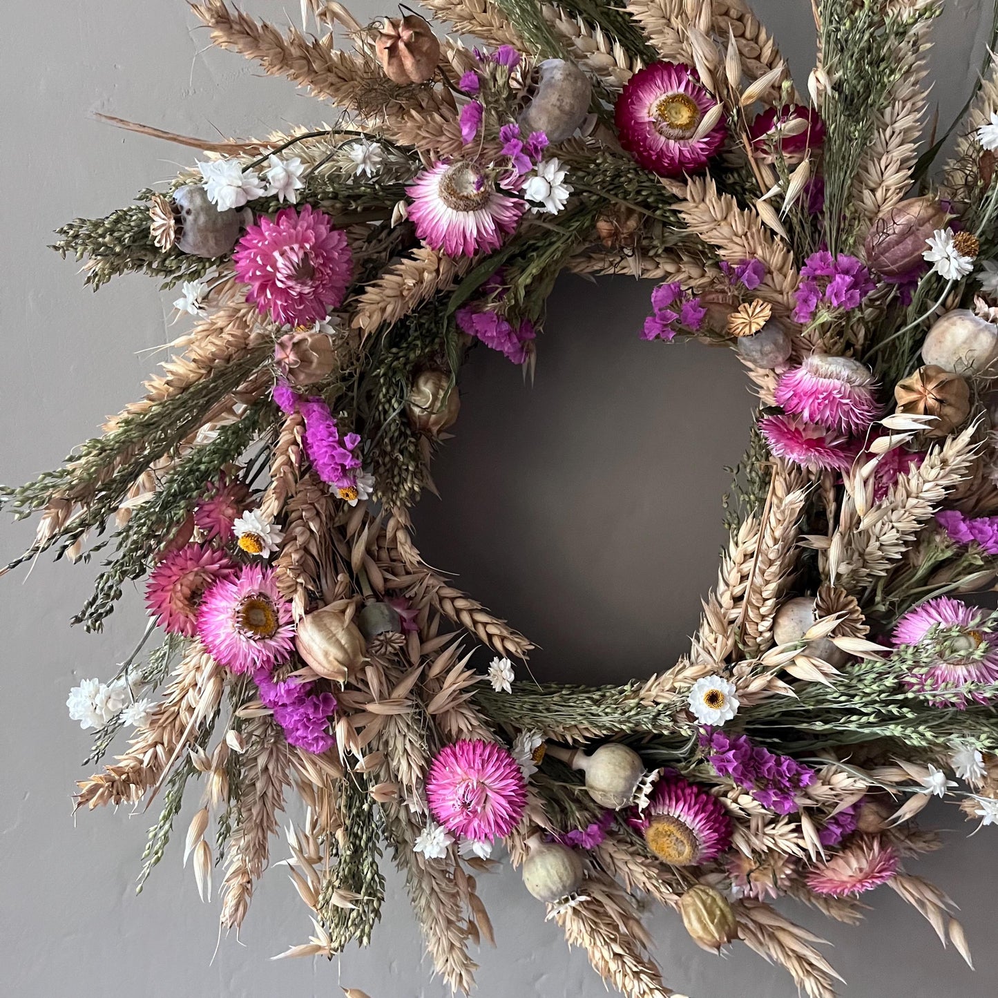 Dried flower wreath | Everlasting flower | Farmhouse style | Farmhouse home | Country living | Farmhouse wreath | Flower wreath | 34cm