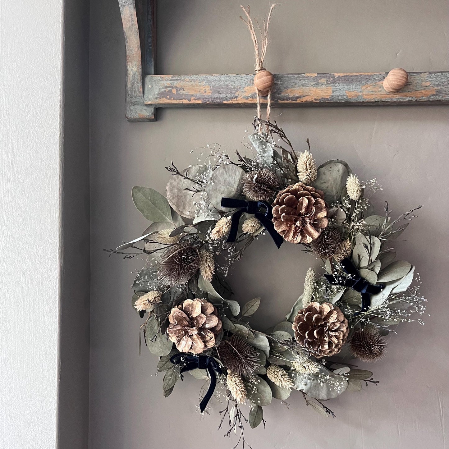 Autumn Dried Flower Wreath: Farmhouse Decor (25cm)