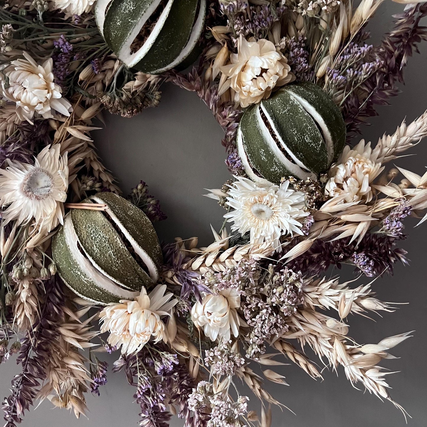 Dried Flower Wreath: Winter Home Decor, Everlasting Floral Display (25cm)